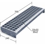 Лестничная ступень Р 33х33/30х2 Zn 700х240 мм